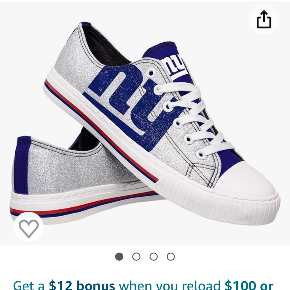 FOCO New York Giants NFL Womens Glitter Low Top Canvas Shoes
